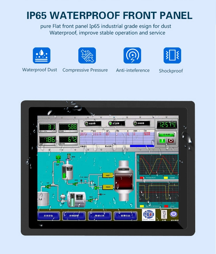 10.4 Inch Industrial IP65-Rated Waterproof Front Panel Monitor Embedded Capacitive Touch Screen Monitor Kiosk LCD Monitor