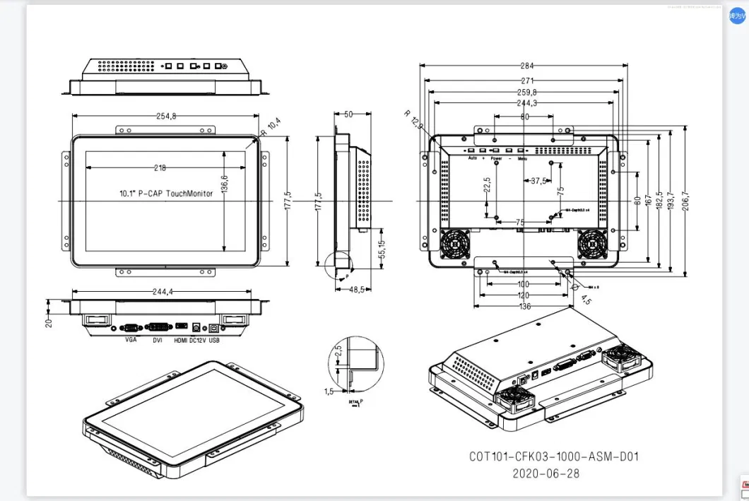 10.1&quot; High Brightness Capacitive Touch Display LCD Multi Touchscreen Display PC Monitor for Kiosk Computer