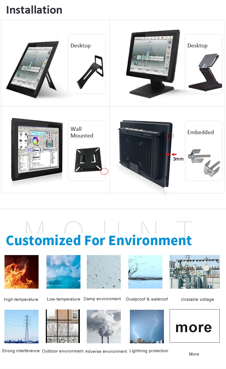 10.4 Inch Industrial IP65-Rated Waterproof Front Panel Monitor Embedded Capacitive Touch Screen Monitor Kiosk LCD Monitor