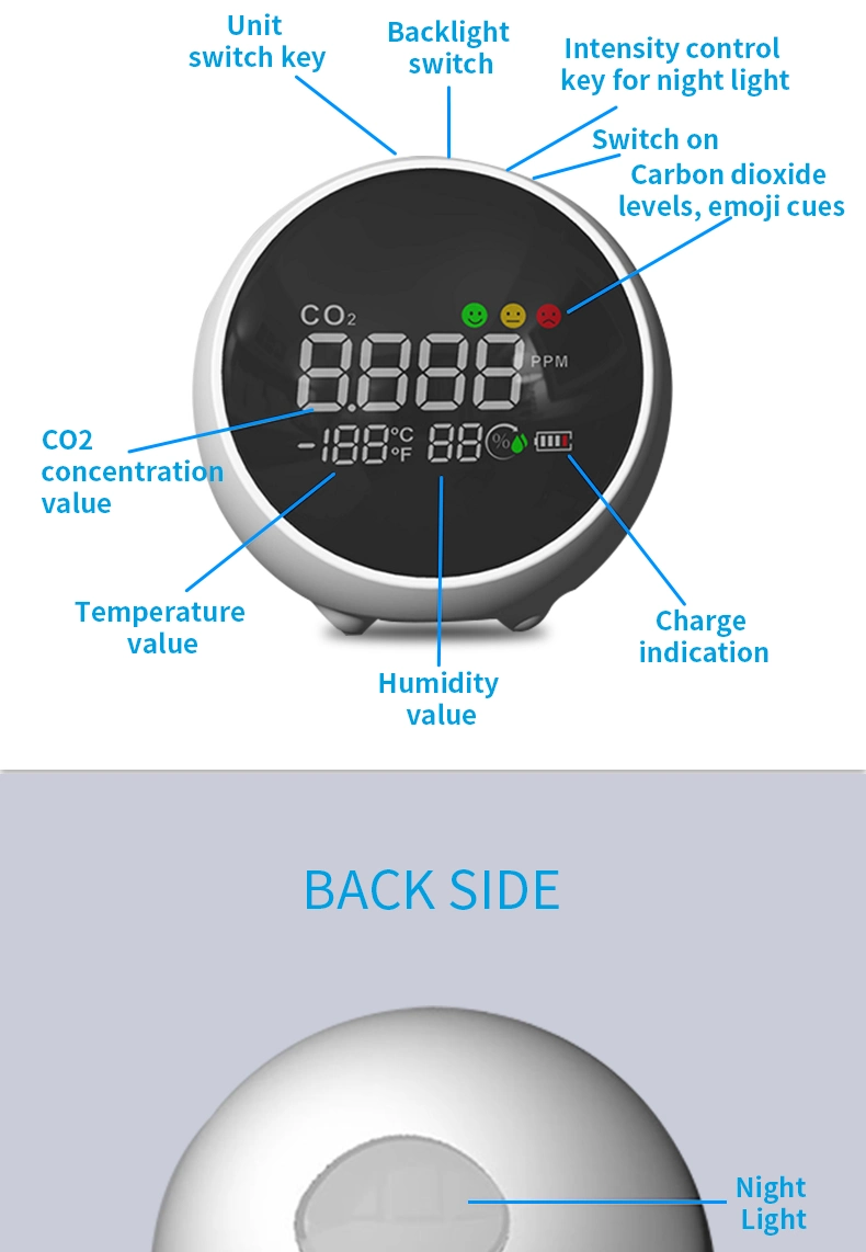 CO2 Sensor Outdoor Indoor Measure Air Quality Temperature Hummidty CO2 Gas Monitor