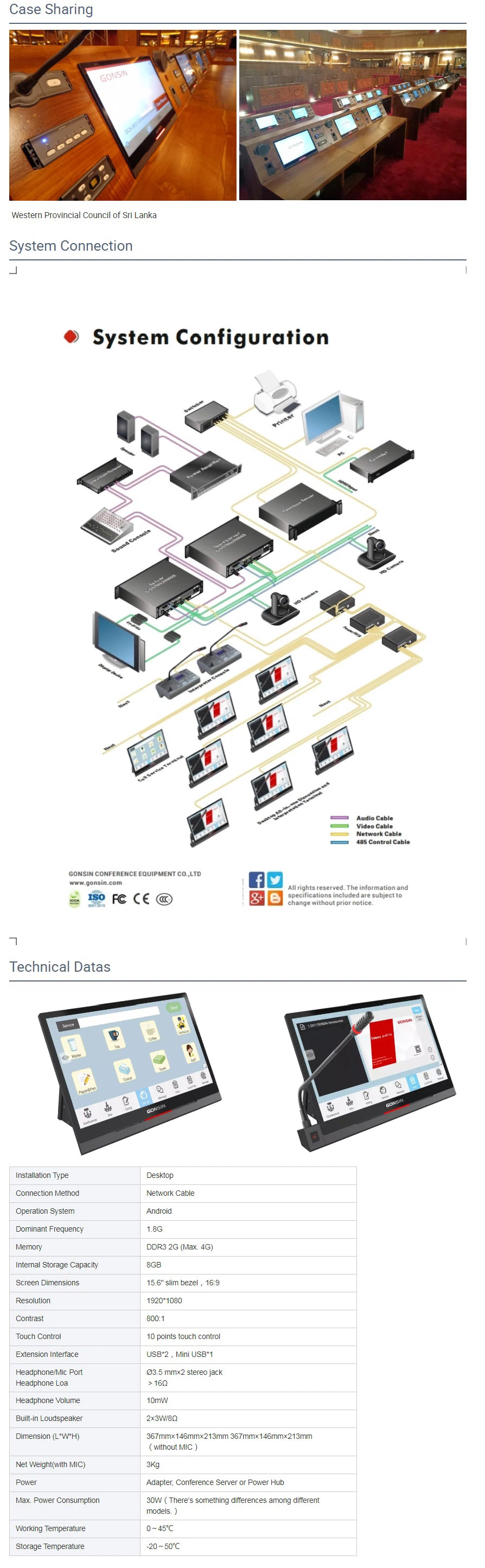 Audio Video Meeting Room Paperless LCD Monitor Conference Sistema De Video Conferencia with HD Video Conference System Camera