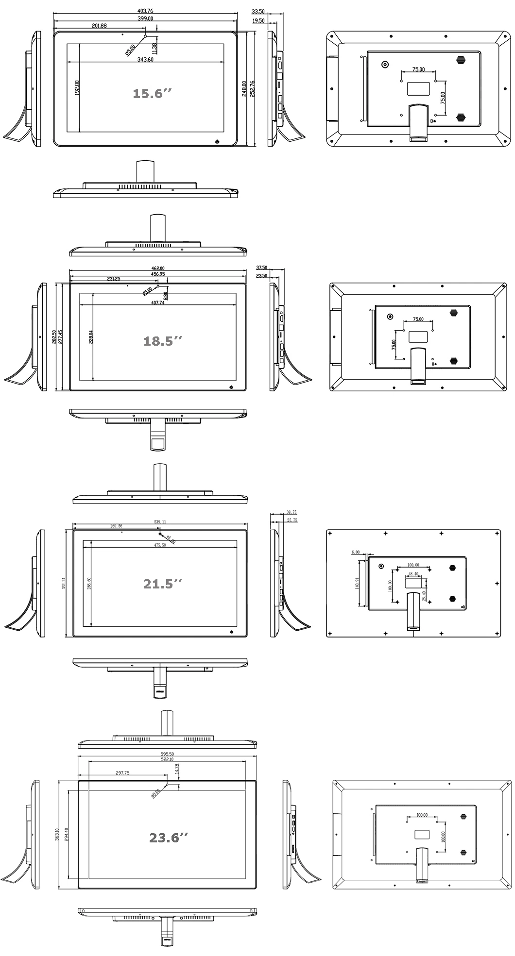 2022 New Open Frame Industrial Grade Indoor 9 Inch 16: 9 Resolution 1024*768 LED Panel Capacitive Screen Touch Monitor with USB HDMI LCD Touch Screen Monitor