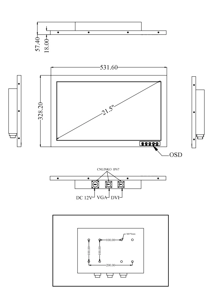 Whole Stainless Steel Materials 21.5 Inch Industrial-Grade Resistive Touch Screen 1920*1080 High Resolution IP66 IP67 Monitor