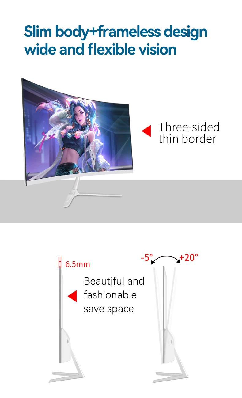 Customized Flat Screen PC Monitor Curved Screen Monitors 24 32 34 Inch IPS LCD Monitor 144Hz 165 Hz Gaming Computer Display