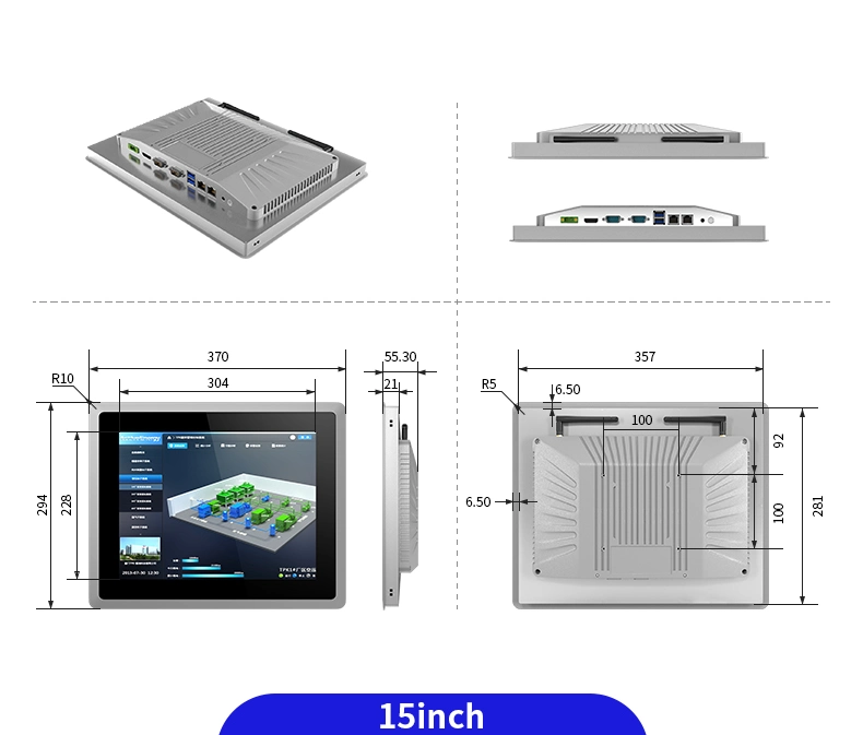 100*100mm Vesa Mount 10.4 12.1 15 17 19 Inch IP65 Waterproof Capacitive Touch Screen LCD Monitor Industrial Display