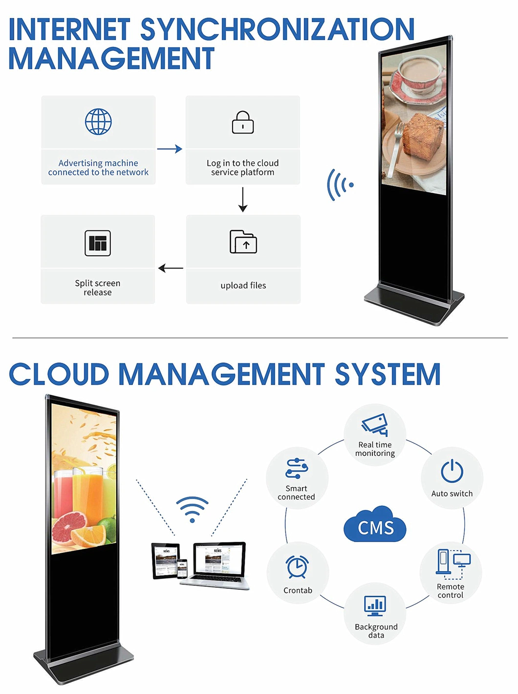 Totem Floor Stand 32 43 49 50 55 65 75 Inch Vertical Interactive Touch Screen Advertising Digital Signage Kiosk Digital Display Video LCD Screen 55&quot;