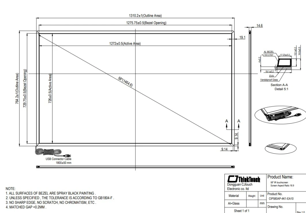 China Touch Overlay Supplier 58&quot; Infrared IR Multi Touch Screen Overlay for School