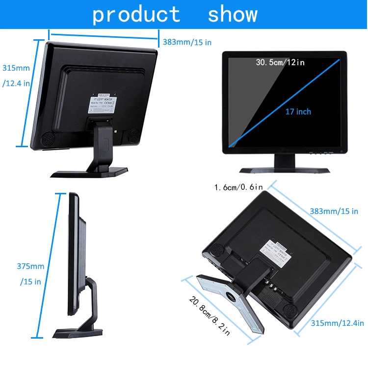 High Resolution 1280*1024p New Style 16: 10 CCTV Monitor 17 Inch