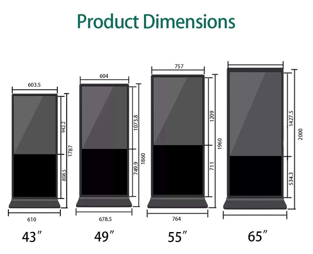 Advertising LCD Screen Display Totem Player Digital Signage Large Multi Touch Monitor Equipment