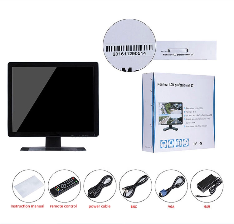 High Resolution 1280*1024p New Style 16: 10 CCTV Monitor 17 Inch