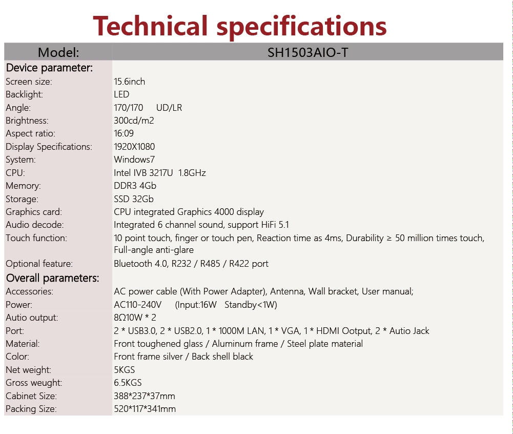 21.5 Inch Industrial LED Desktop Computer Eeti Touch Screen Monitor