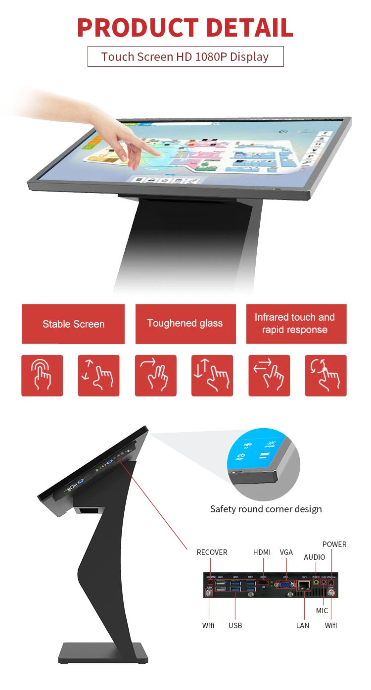 43&prime; &prime; Infrared Touch Screen Kiosk Totem LCD Advertising Display Interactive Screen