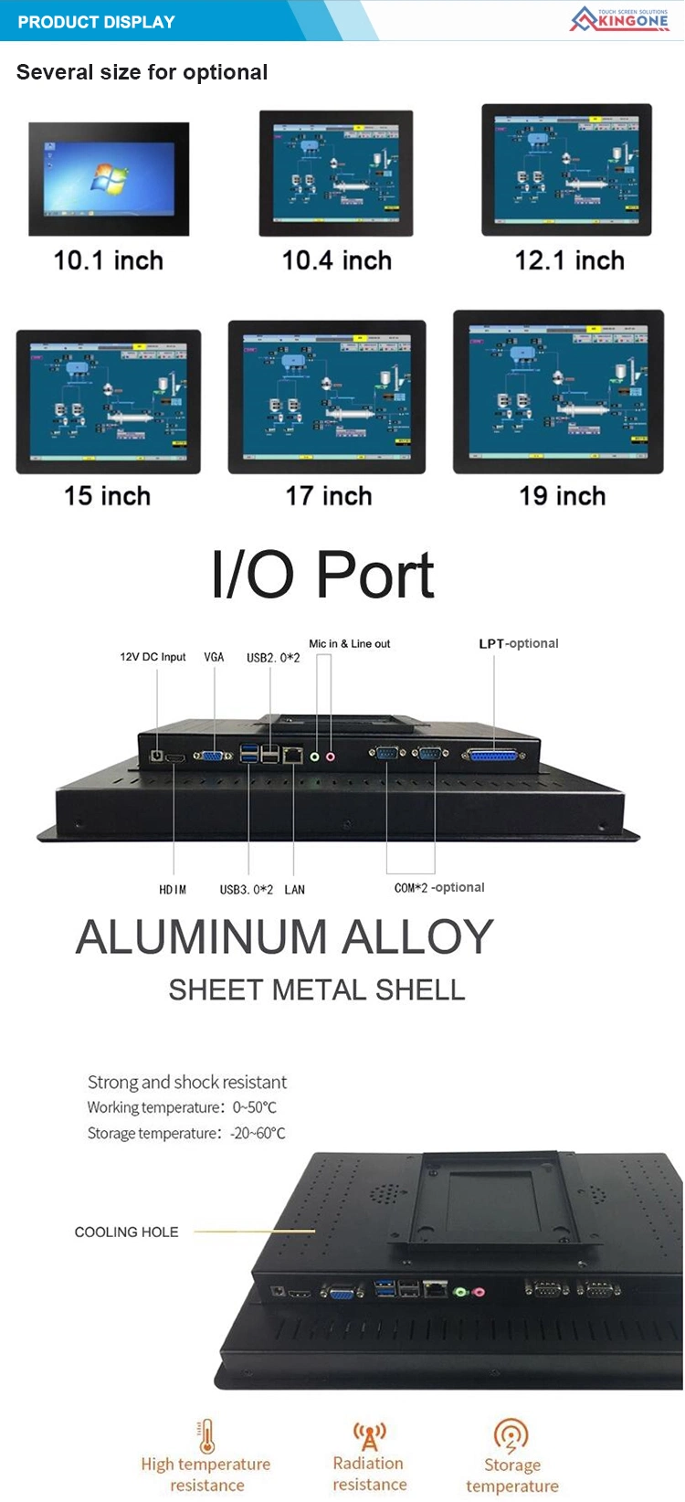 Capacitive Open Frame LCD Monitor Readable Window System 15 Inch IP65 Waterproof Android Industrial All in One Touch Screen