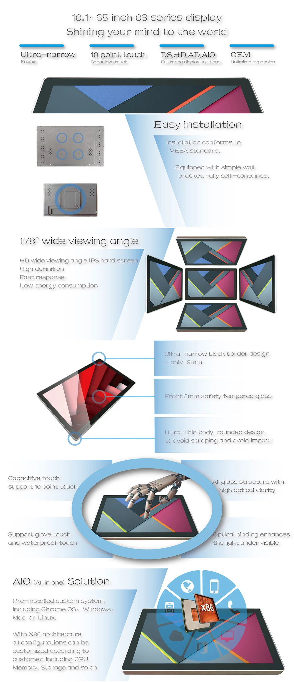 21.5 Inch Industrial LED Desktop Computer Eeti Touch Screen Monitor