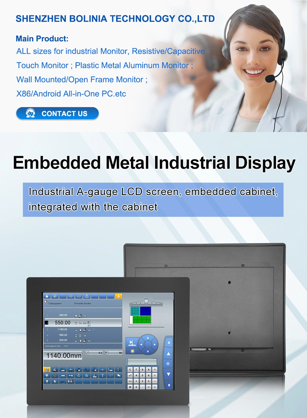 7 8 9 10&quot; 12&quot; 15&quot; 17&quot; 19&prime;&prime; Inch 800*600 HD-Mi VGA DVI Resistive Square Touch Screen Metal Case TFT Embedded OEM ODM Industrial LCD Monitor