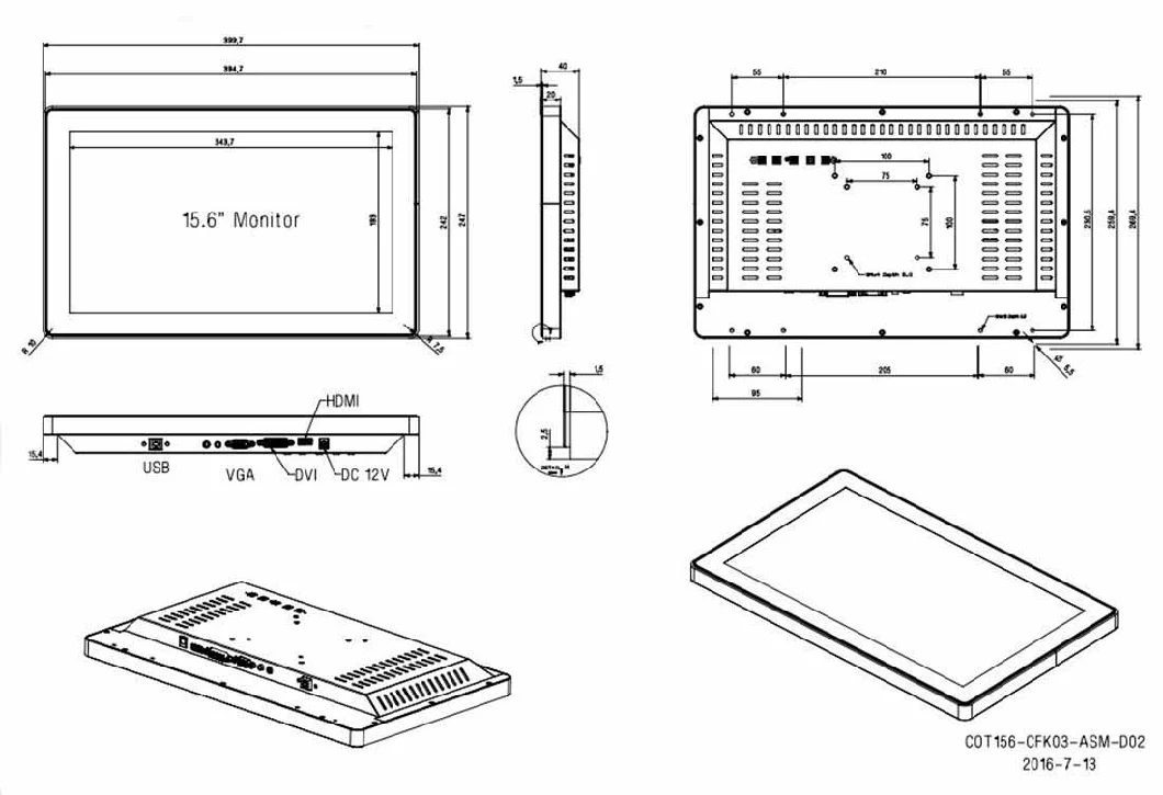 Cjtouch 15.6&quot; Touchscreen Monitor Capacitive From Touch Screen Manufacturer in China