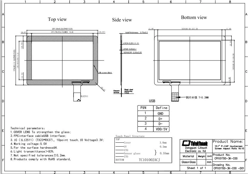 10.1&quot; Multi Capacitive Touch Screens Manufacturers