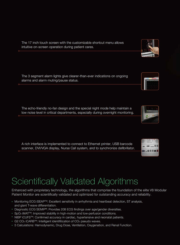 Modular Patient Monitor with 17 Inch Touch Screen Medical Equipment