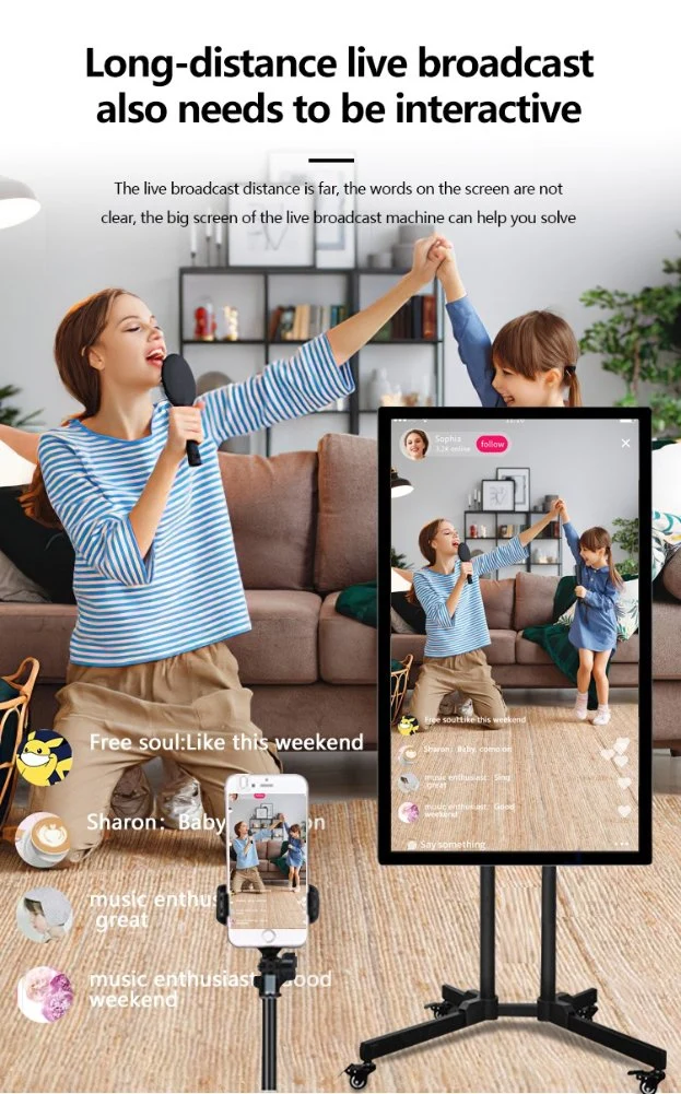 32/43/55 Inch High-Definition Touch Screen Streaming Mobile Live Broadcast Large Screen for Tiktok/ Facebook/Youtube/Instagram Network Anchor