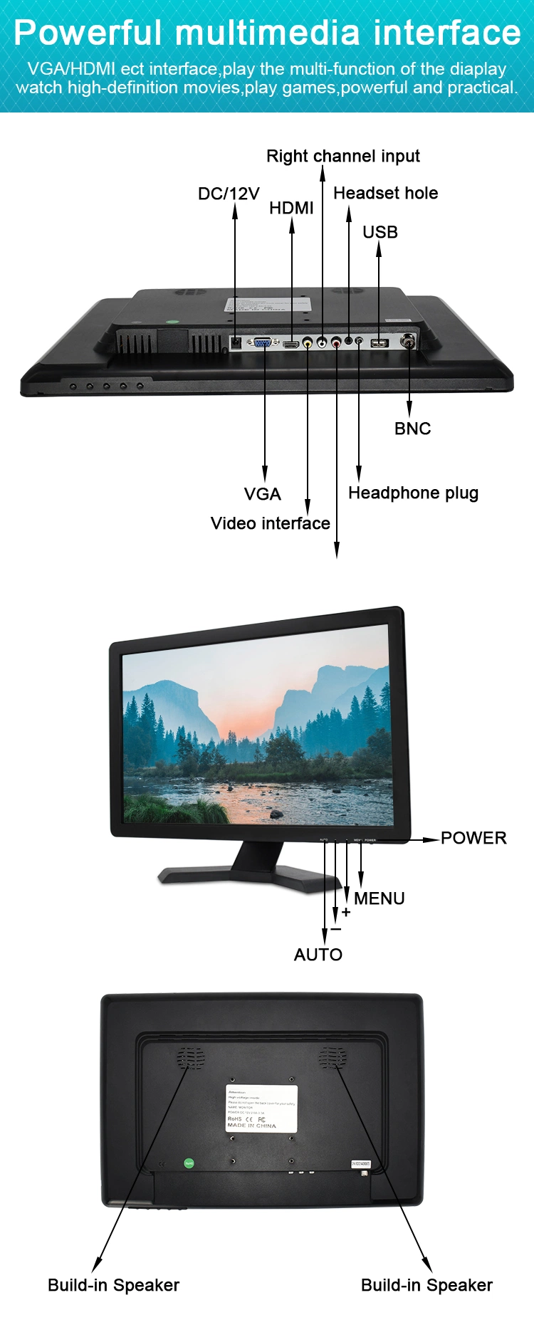 19&quot; Wide Screen Capacitive Touch Display Screen Monitor for PC Gaming POS