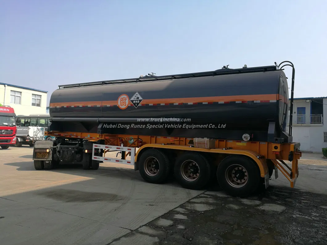 Hydrocyanic Acid Tank Mounted On Container Trailer For Road Transport 30KL-40KL for HCl(max 35%), NaOH (max 50%), NaCLO (max 10%), H2SO4(60%) Steel Lined LDPE