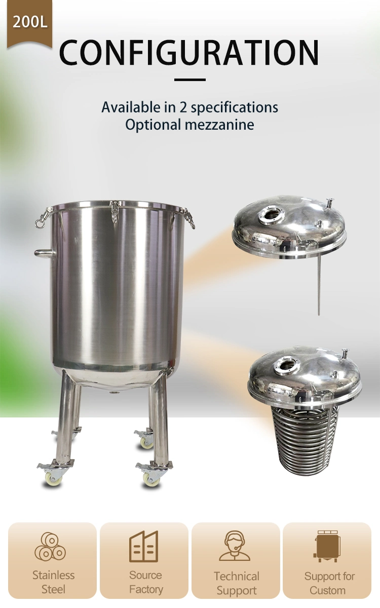 Storage Fermenter Milk Water Cooling Fermentation Extraction Mixing Agitator Pressure Stainless Steel Liquid Storage Tank