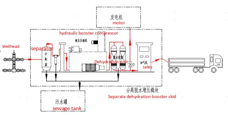 High Quality Oil-Free Lubrication Natural Gas Compressor with Gas Recovery Tank Used on CNG Wellhead