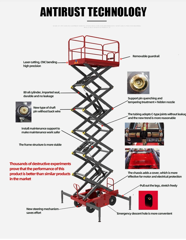 6m Hydraulic Portable Mobile Scissor Lifts Platform for Maintenance