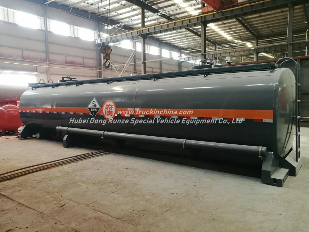 Hydrocyanic Acid Tank Mounted On Container Trailer For Road Transport 30KL-40KL for HCl(max 35%), NaOH (max 50%), NaCLO (max 10%), H2SO4(60%) Steel Lined LDPE