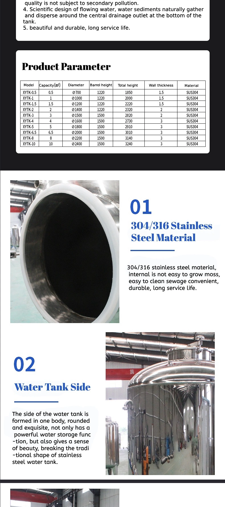 Top Quality 500L Aseptic Removable Anti-Corrosion Stainless Steel Storage Tank for Food Machinery