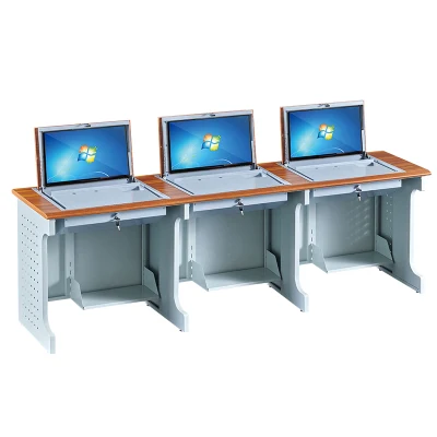 Aula multimedia tapa abatible Mesa de ordenador con cierre tres asientos Monitor dentro de la tabla de caja de seguridad