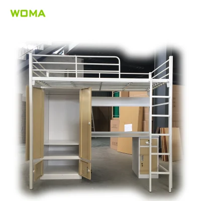La escuela Dormitorio Loft de metal marco de la cama con escaleras para adultos