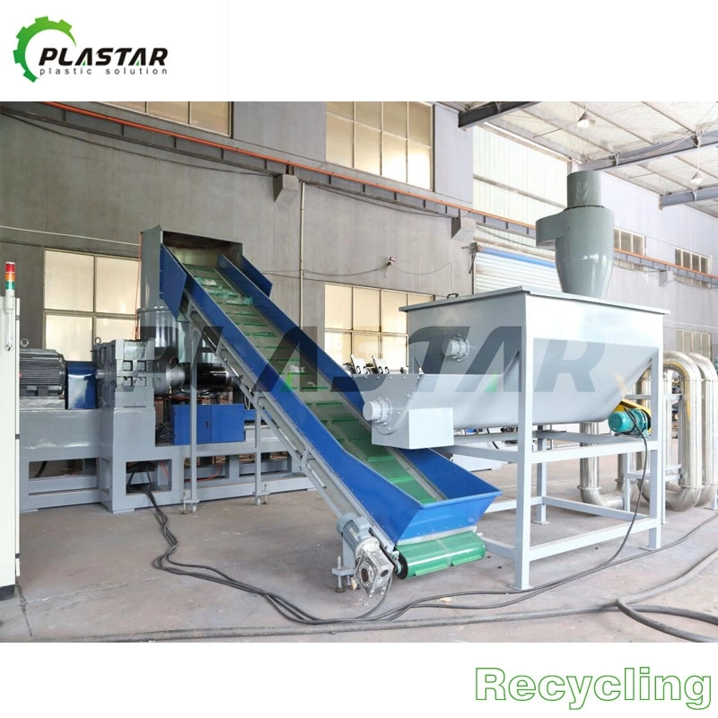 Two Stages Noodle Strip Cutting Type Waste PP PE Film Plastic Pelletizing Recycling Line