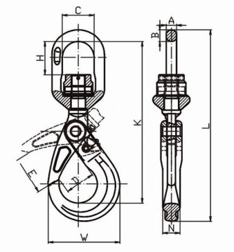 G100 European Type Alloy Steel Swivel Selflocking Hook with Bearing