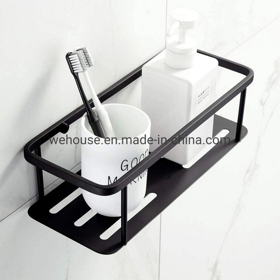 Brushed Stainless Steel Rust Resistant Bathroom Shower Shelf Single Towel Bar Bath Shelving Rack Storage