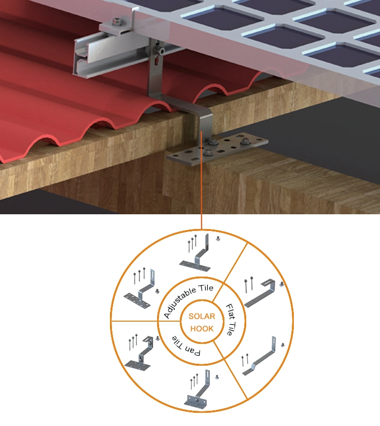 Aluminium Solar Hook Solar Mounting Solar Tile Roof Hook