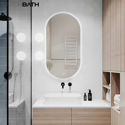 Ortonbath1 Newest Design Wholesale Home D&eacute; Cor Luxury Rectangle Smart Glass Furniture LED Light Acrylic Illuminated Wall Mirror LED Mirror