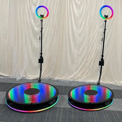 360 Photo Booth Glass Abyss Customized Pattern Logo 100cm Automatic Slow Motion