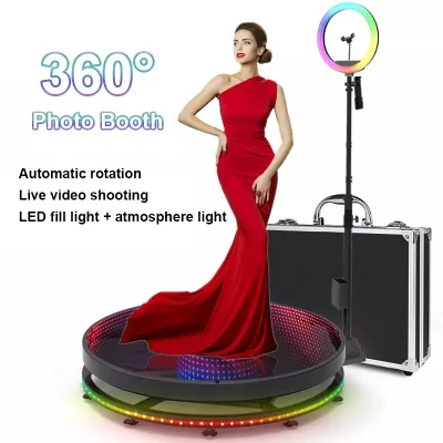 360 Photo Booth Photobooth Prop iPad Backdrop Slow Motion 360 Degree Spin Camera Video Photo Booth with Traveling Case