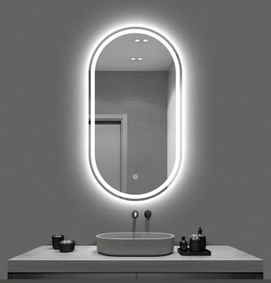 Oval Egg Frameless Stepless Silver Home Wall Decorative LED Smart Mirror