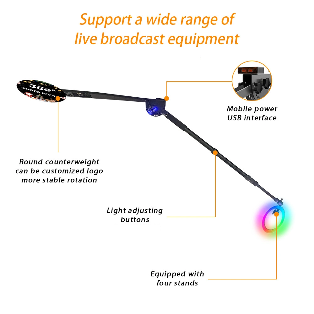 Overhead 360 Photo Booth Powered by Battery Work with Smart Phone