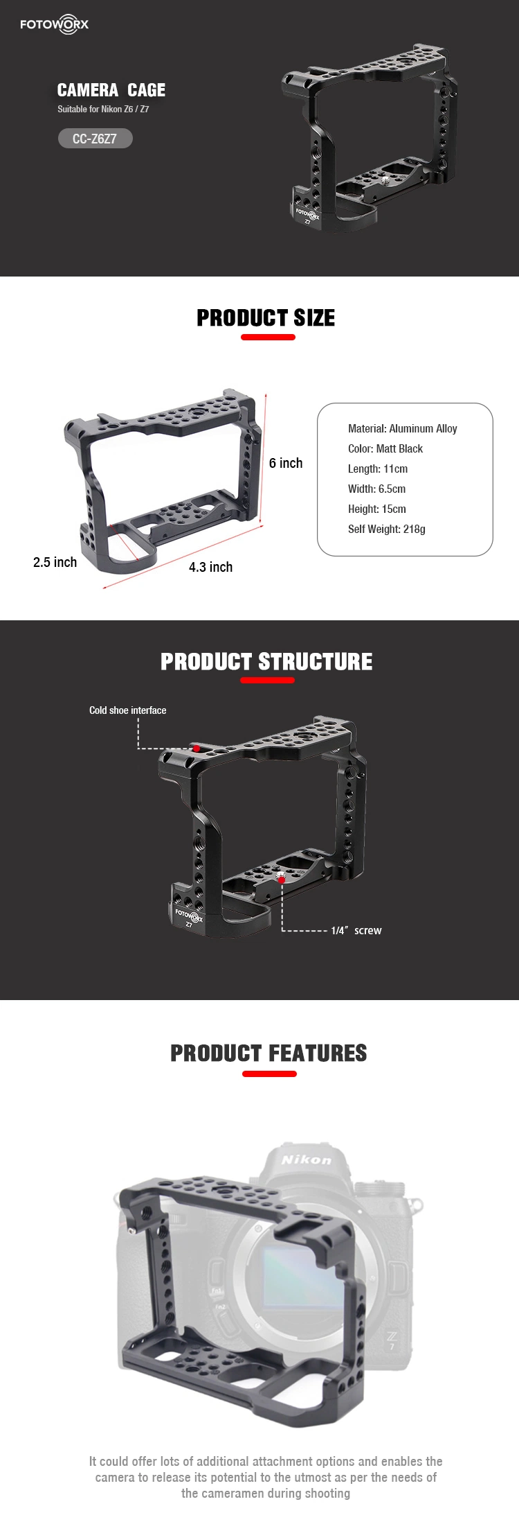 Fotoworx Camera Cage Case for Nikon Z6/Z7