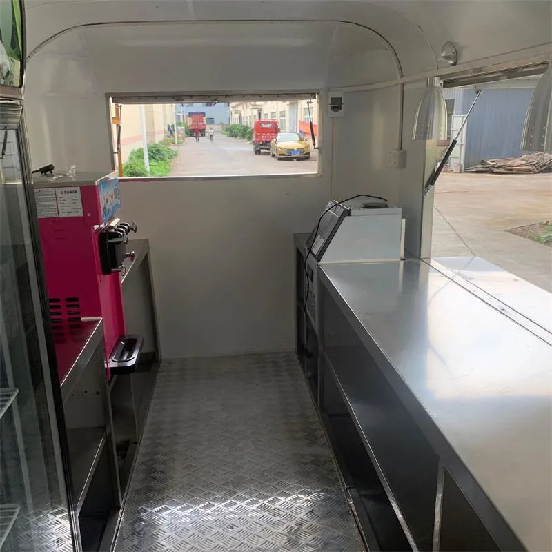 4m Galvanized Food Coffee Vending Truck Mobile Street Vintage Food Trailer for Sale Fryer Chicken Griddle Snack Hotdog Ice Cream Cart