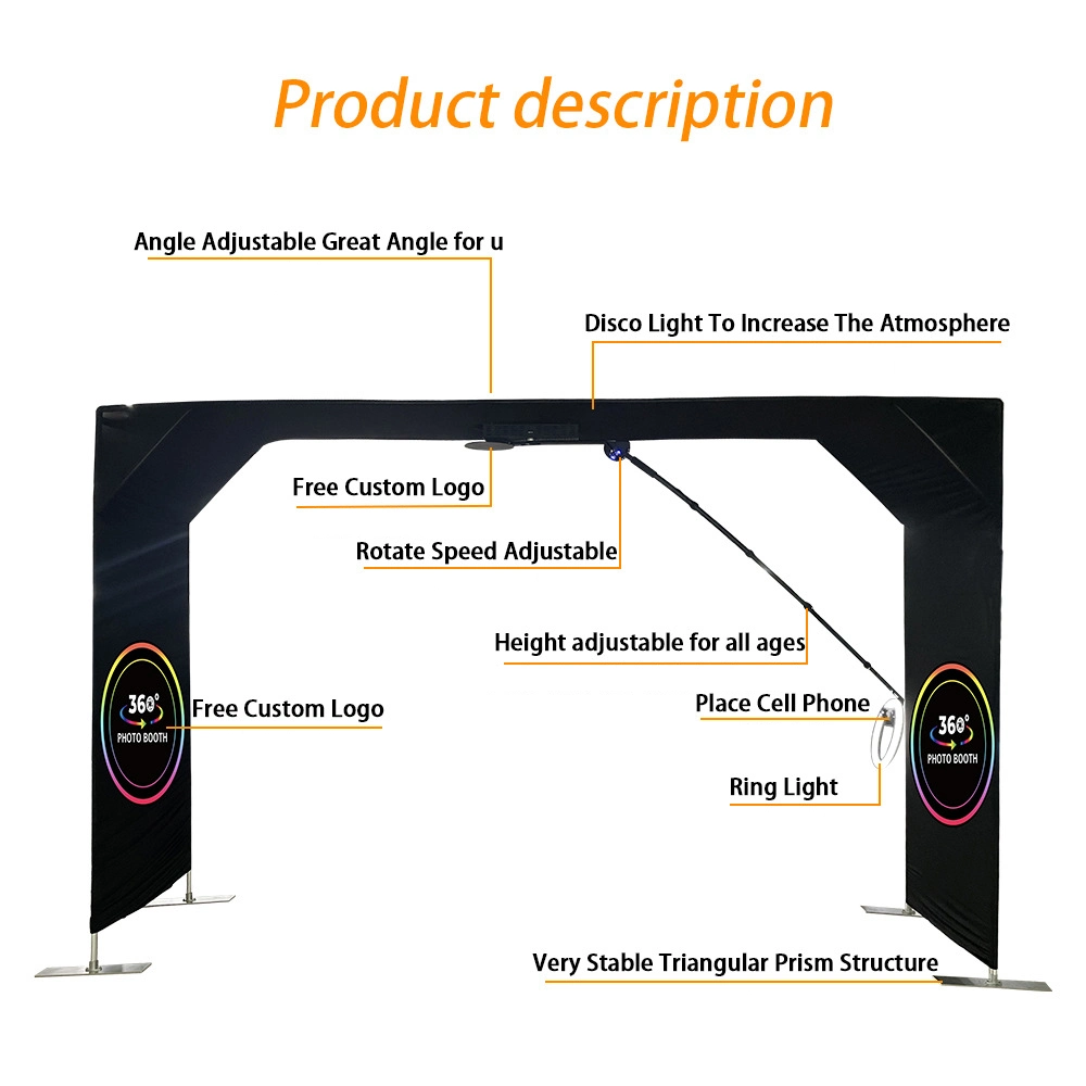 Overhead 360 Photo Booth Powered by Battery Work with Smart Phone