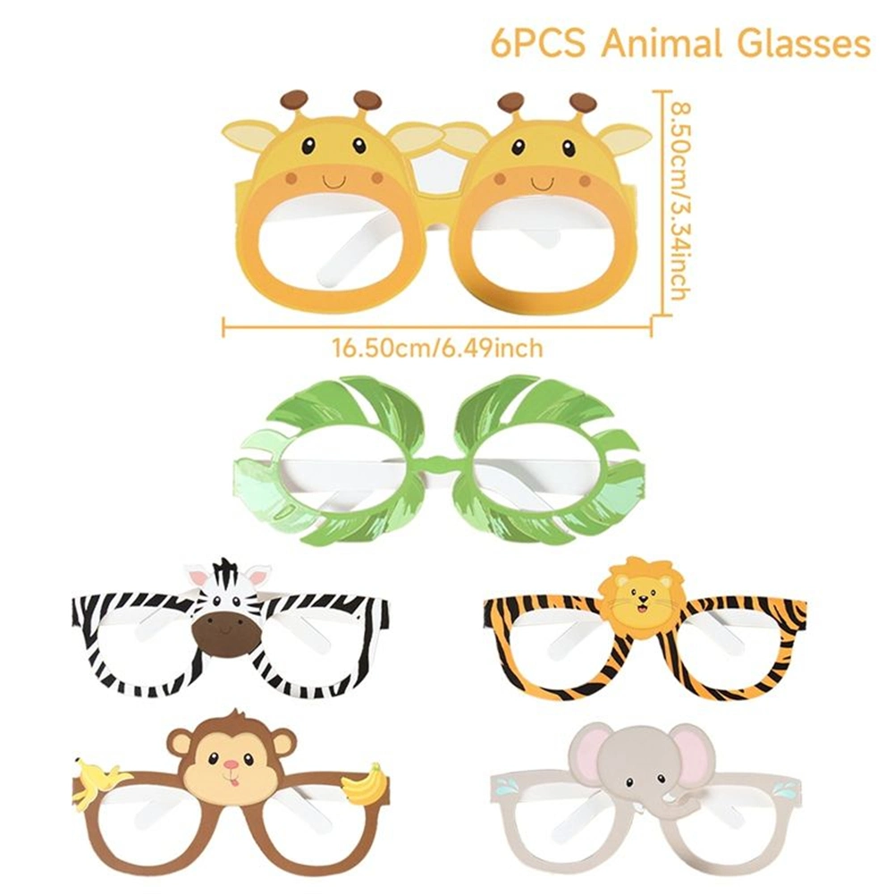 Animals Eyeglasses Birthday Photo Booth Props Kit Safari Jungle Theme Party Decoration