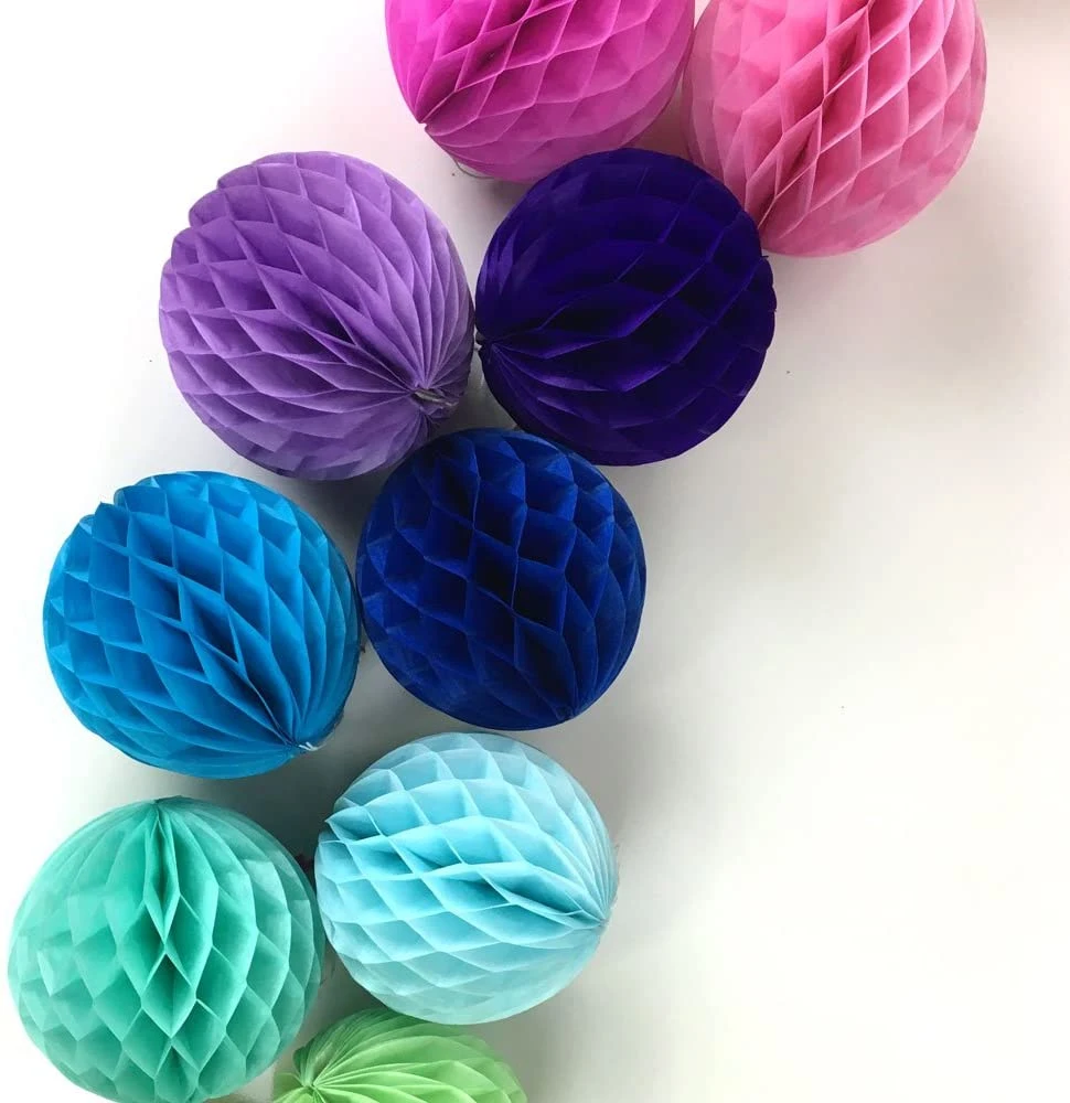 Hkh Tissue Handmade Customized Different Sizes Round Paper Ball Honeycomb for Wedding Christmas Party Decoration