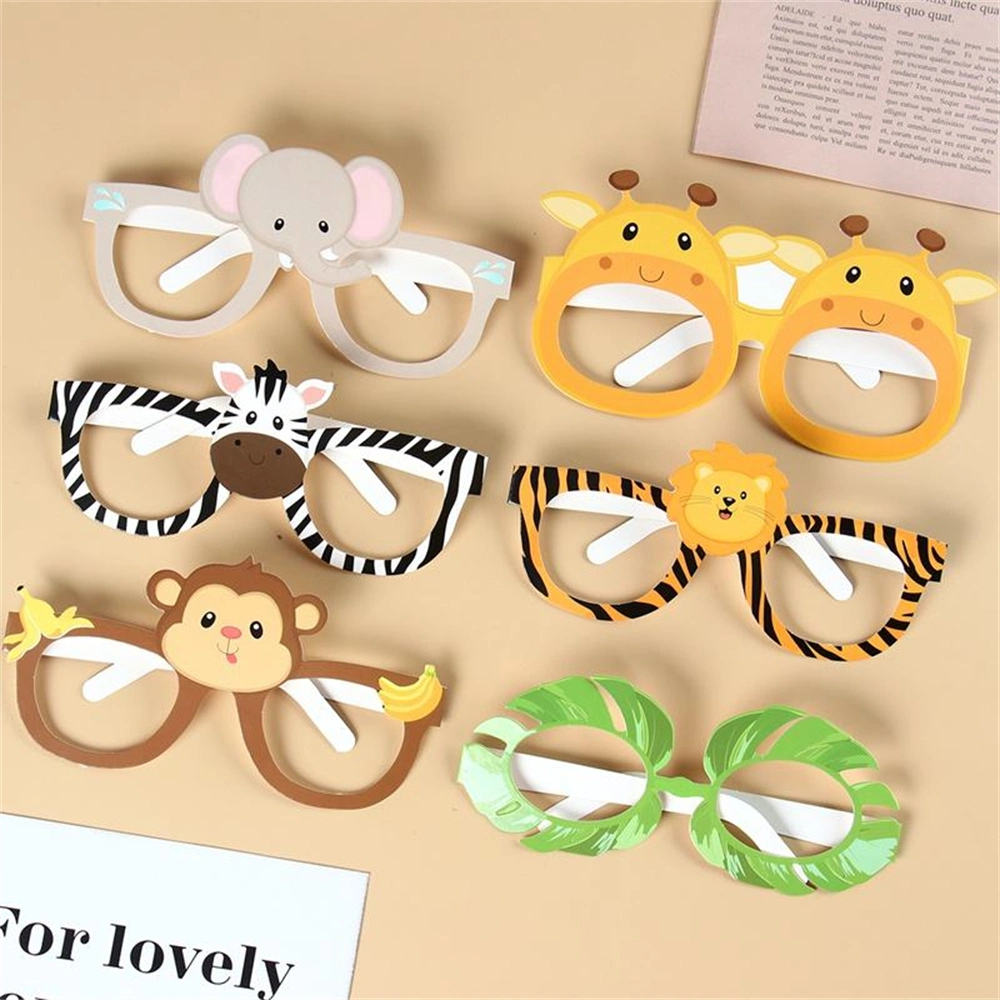 Animals Eyeglasses Birthday Photo Booth Props Kit Safari Jungle Theme Party Decoration