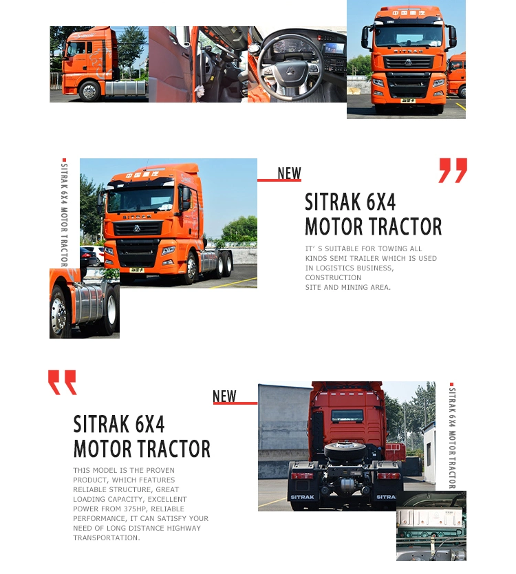 Full Range of Models 360 Degree Rear Camera Sitrak Utilise Sinotruk C7h Tractor Truck 440HP 480HP