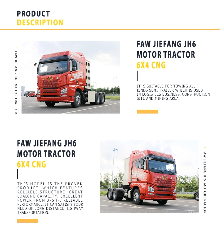 China Low Price 360 Degree Rear Camera FAW 6X4 Tractor Truck 480HP Euro4 Tractor Head