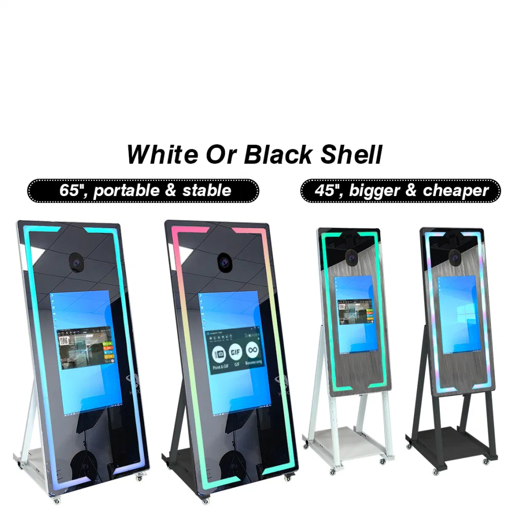 Hot Sale Mirror Photo Booth Machine Selfie 40 65 Inch Touch Screen Magic Mirror Photobooth Kiosk with Camera and Printer